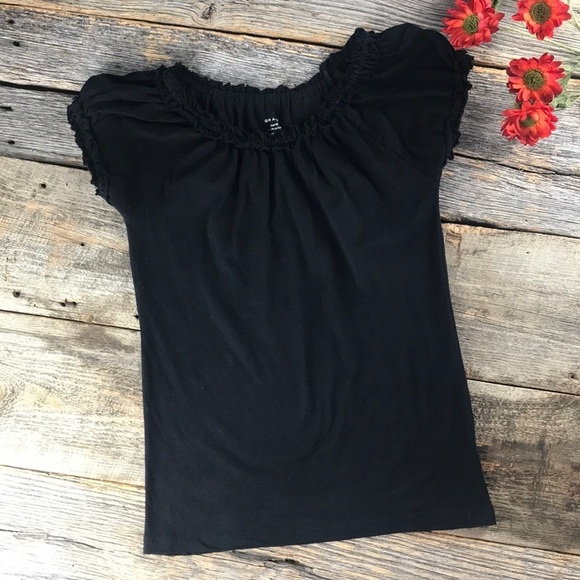 Grace Black Ruffled Neckline Tee - Picture 2 of 10